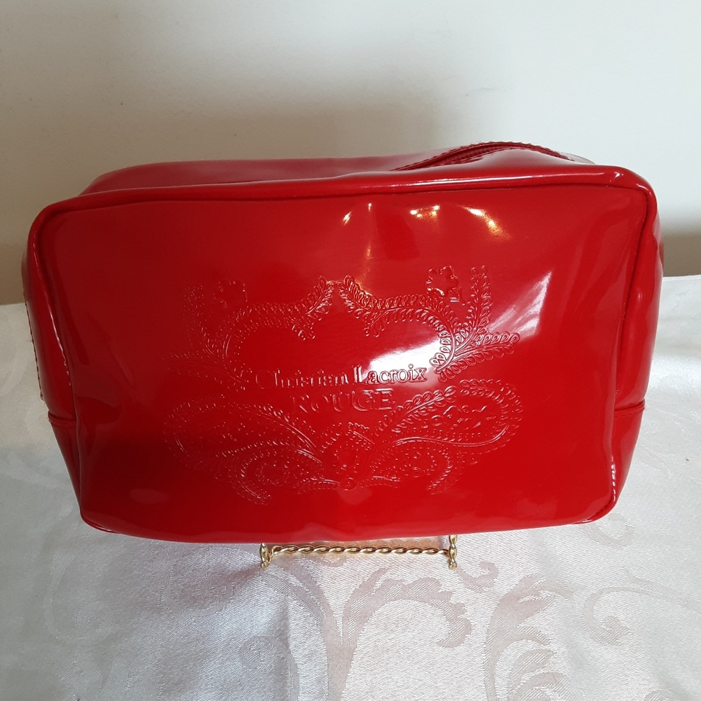 Christian Lacroix Flaming Red Patent Cosmetic Bag
